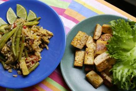 tofua ja paistettua&nbsp;riisiä