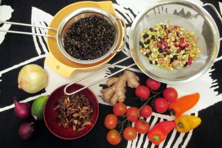 beluga-linssejä ja currypataa