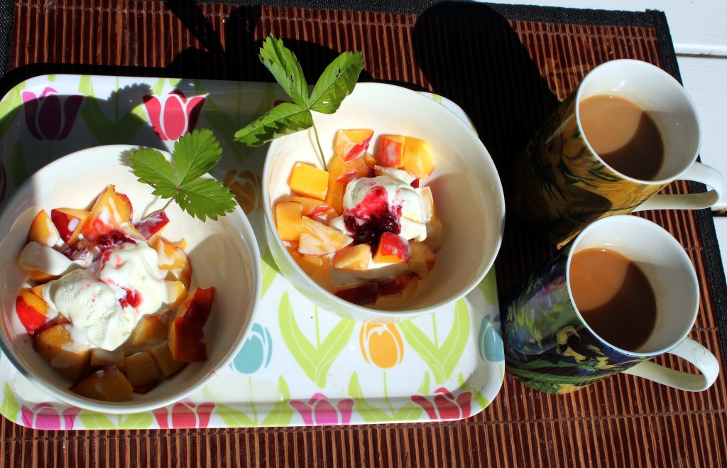 JÄÄTELÖÄ JA NEKTARIINEJA PÄIVÄKAHVIN KERA