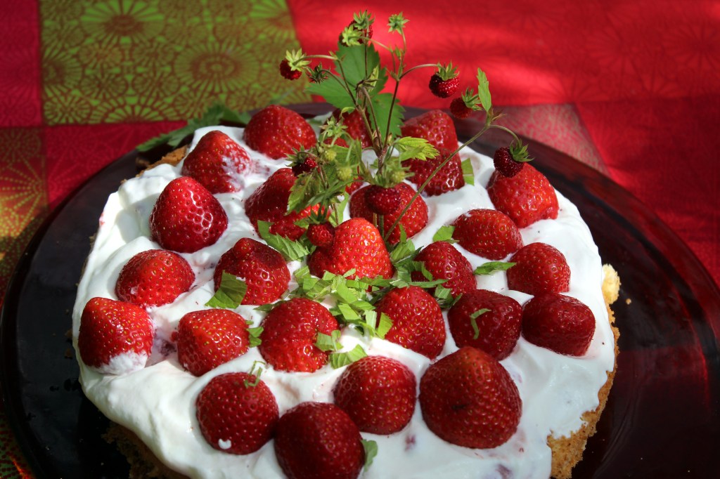 KESÄN TOINEN MANSIKKAKAKKU SAI MAUSTEEKSI RIPAUKSEN MINTTUA