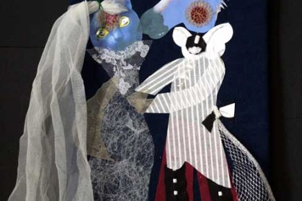 tekstiilikollaasi ”hääpari”