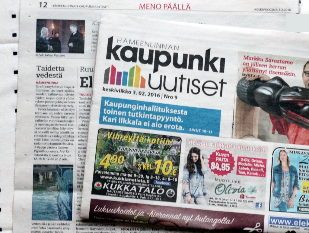 KAUPUNKIUUTISISSA OLI JUTTU PETRAN NÄYTTELYSTÄ