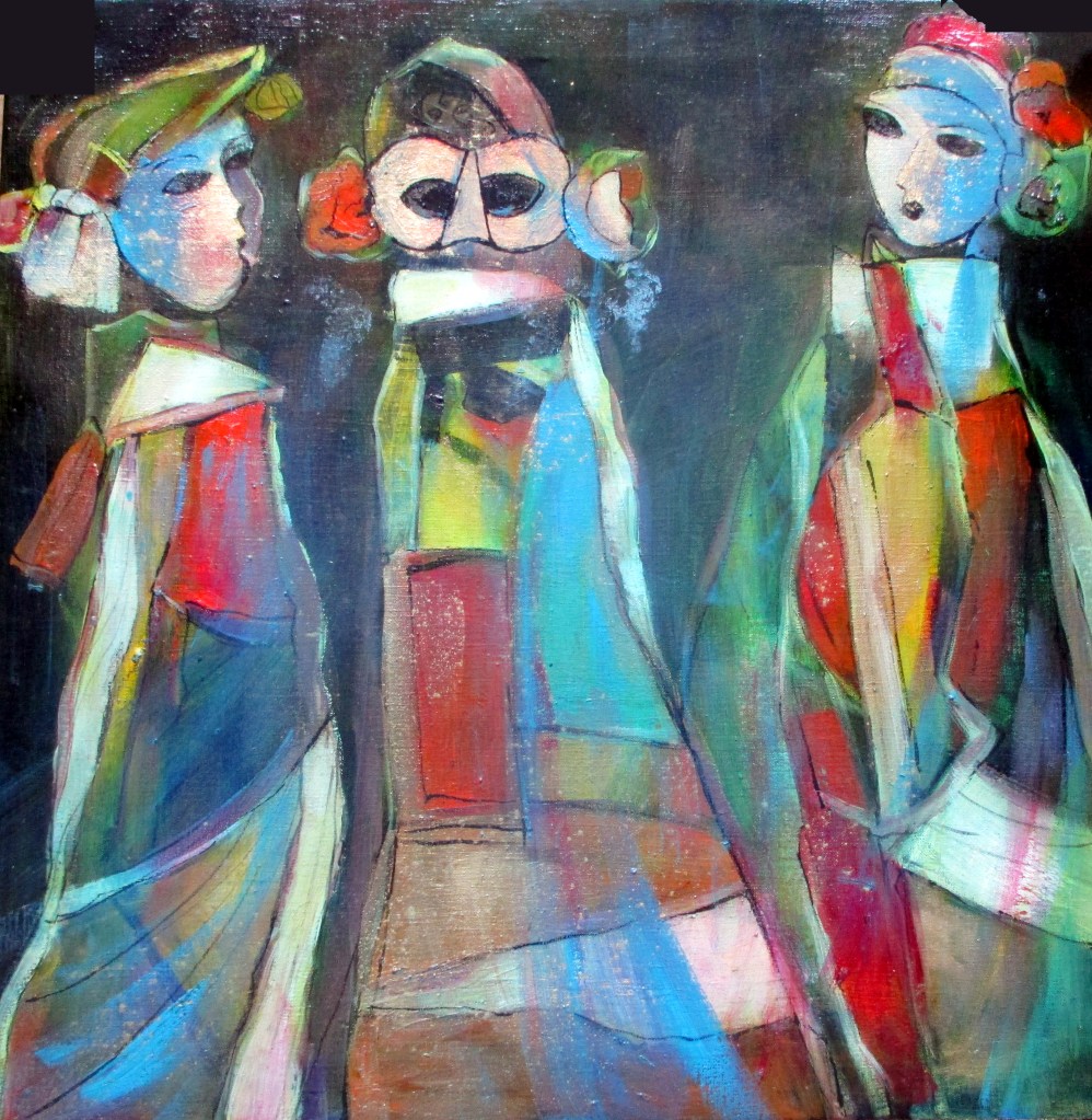 KOLME SISARTA EI OLE KOLLAASI VAAN ÖLJYVÄRIMAALAUS KANKAALLE