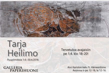 galleria paperihuoneella puupiirroksia&nbsp;huhtikuussa