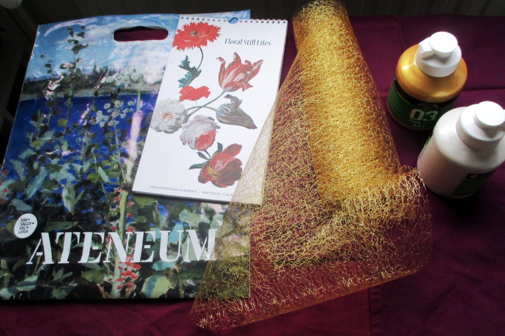 TÄSMÄOSTOKSIA: KUKKAKALENTERI, KULTAVERKKOA ASKARTELUUN SEKÄ KULTA- JA HOPEAMAALIA