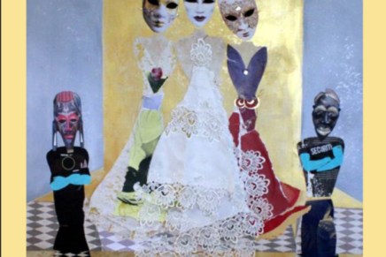 naisen naamio -kollaasit pääsivät kirjan&nbsp;sivuille