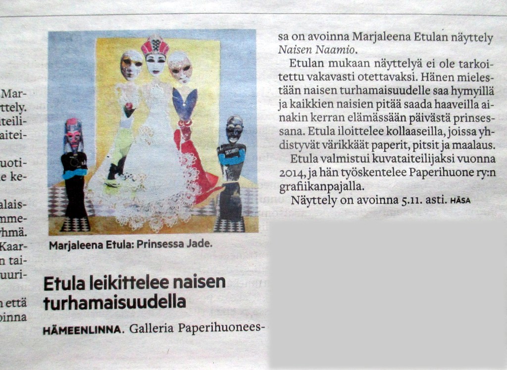 HÄMEEN SANOMAT NOTEERASI NÄYTTELYNI