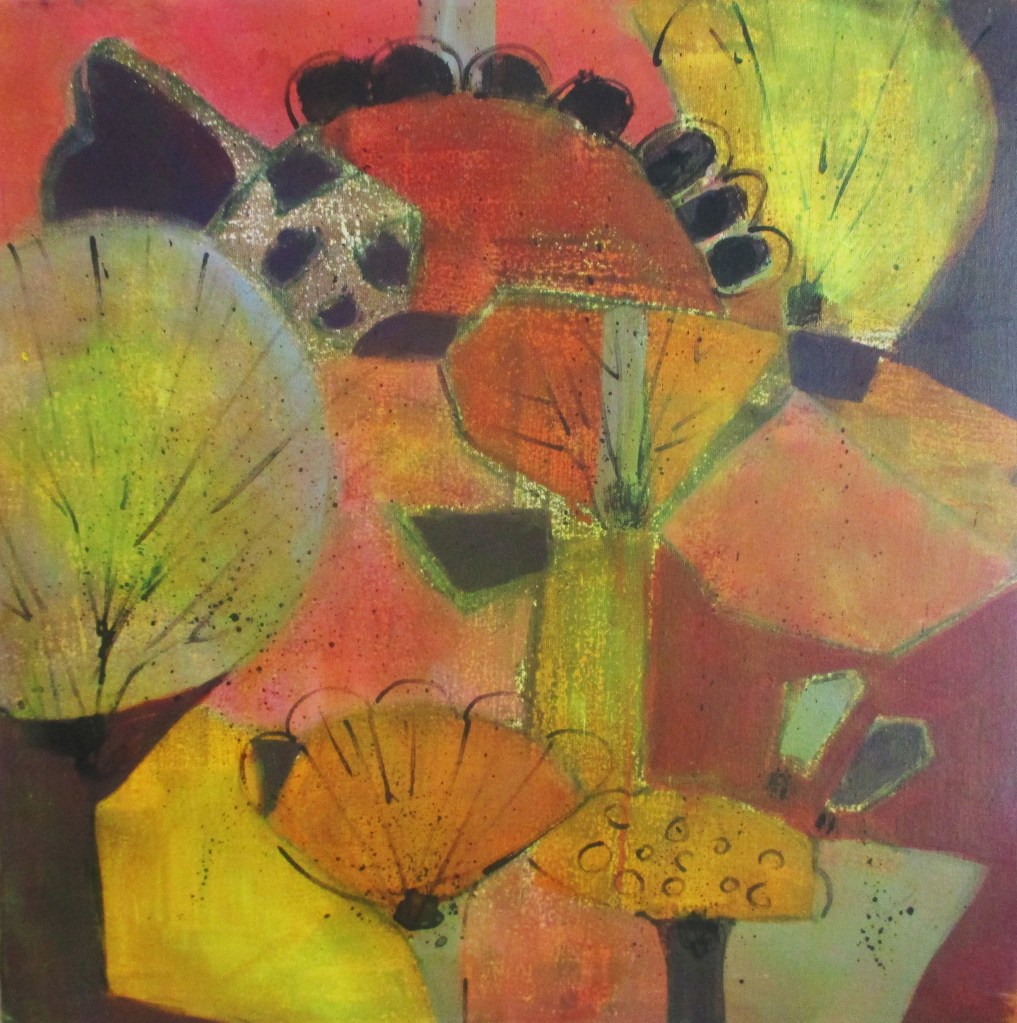 SYYSKUKKIA - tempera ja öljyväri kankaalle