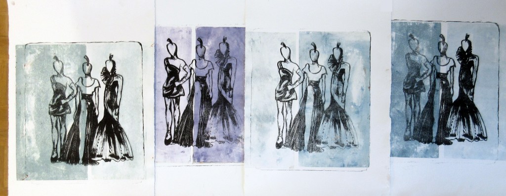 NELJÄN KAPPALEEN SARJA LITOGRAFIAVEDOKSIA