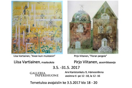 maalauksia ja assemblaaseja galleria&nbsp;paperihuoneella