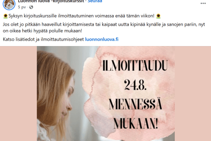luonnon luova – uusi kirjoituskurssi&nbsp;starttaa